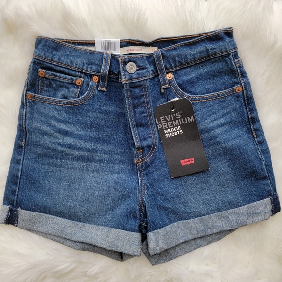 Levi's Wedgie Medium Wash Denim Shorts - Picture 1 of 4